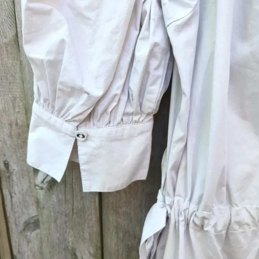 Ulla Johnson Imani Dress in Dove Taupe V-Neck Tiered Midi Dress Side Tie Sz 2 - Picture 7 of 8